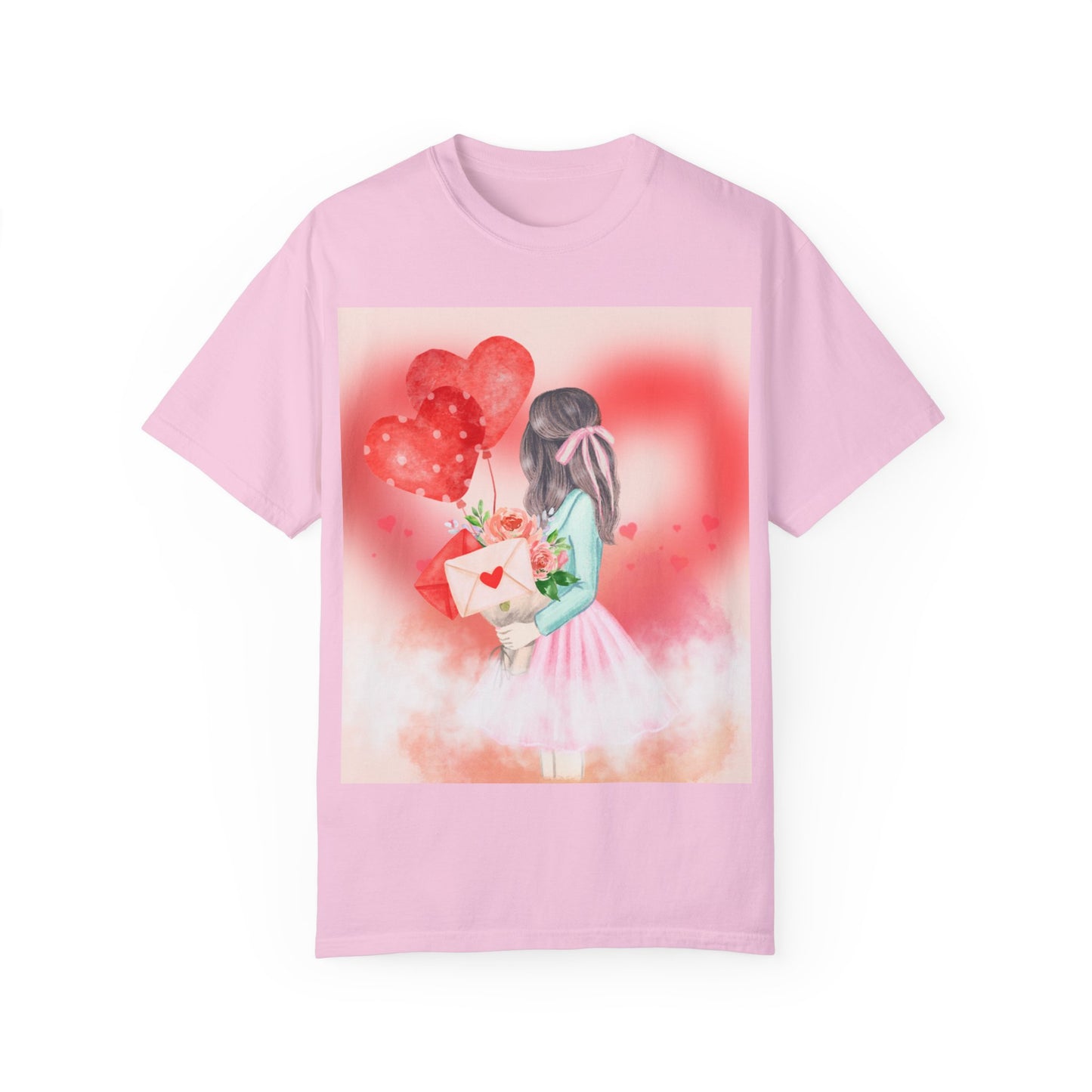 Valentine's Day Unisex Garment-Dyed T-Shirt - Heartfelt Floral Design