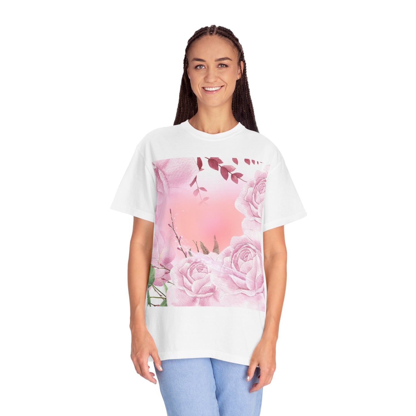 Whimsical Floral Unisex Garment-Dyed T-Shirt