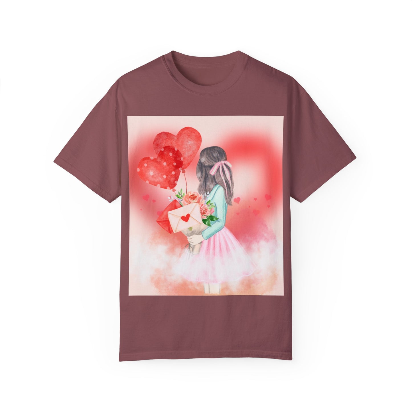 Valentine's Day Unisex Garment-Dyed T-Shirt - Heartfelt Floral Design