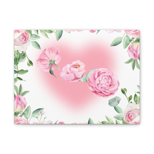 Floral Heart Wall Art Canvas - Elegant Home Decor for Valentine's Day