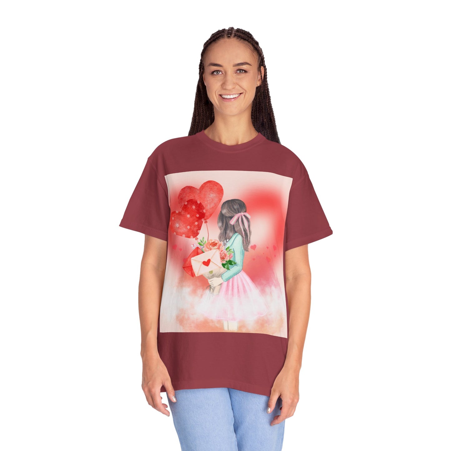 Valentine's Day Unisex Garment-Dyed T-Shirt - Heartfelt Floral Design