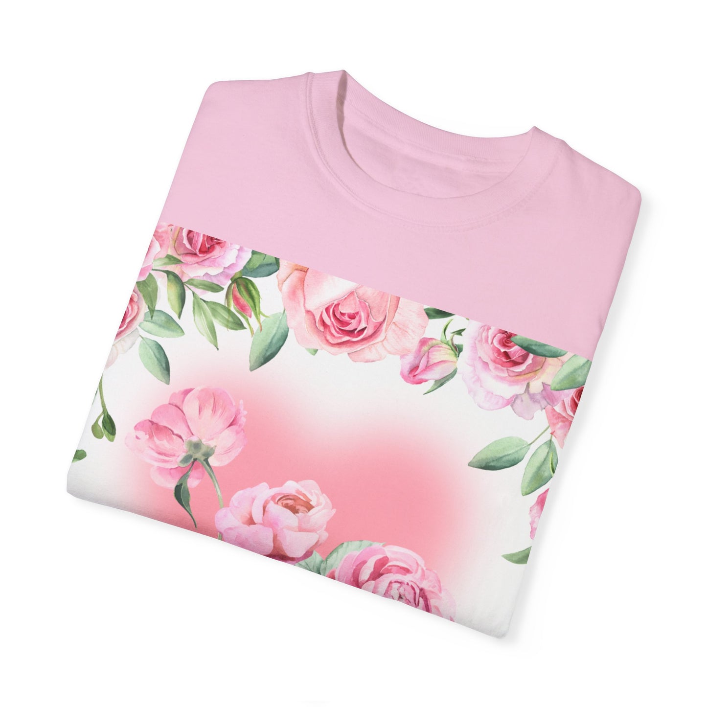 Floral Heart Unisex Garment-Dyed T-shirt for Spring Celebrations