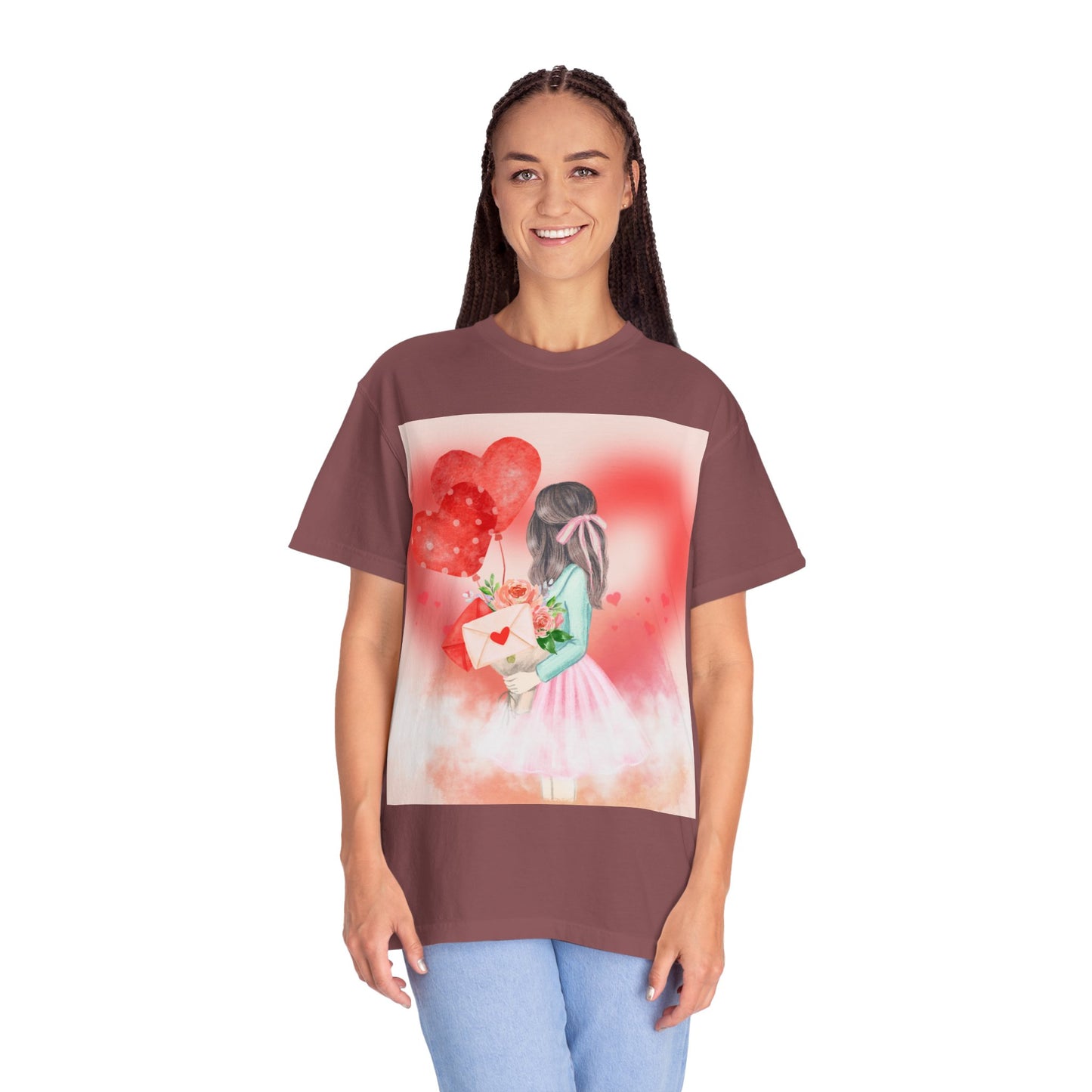 Valentine's Day Unisex Garment-Dyed T-Shirt - Heartfelt Floral Design