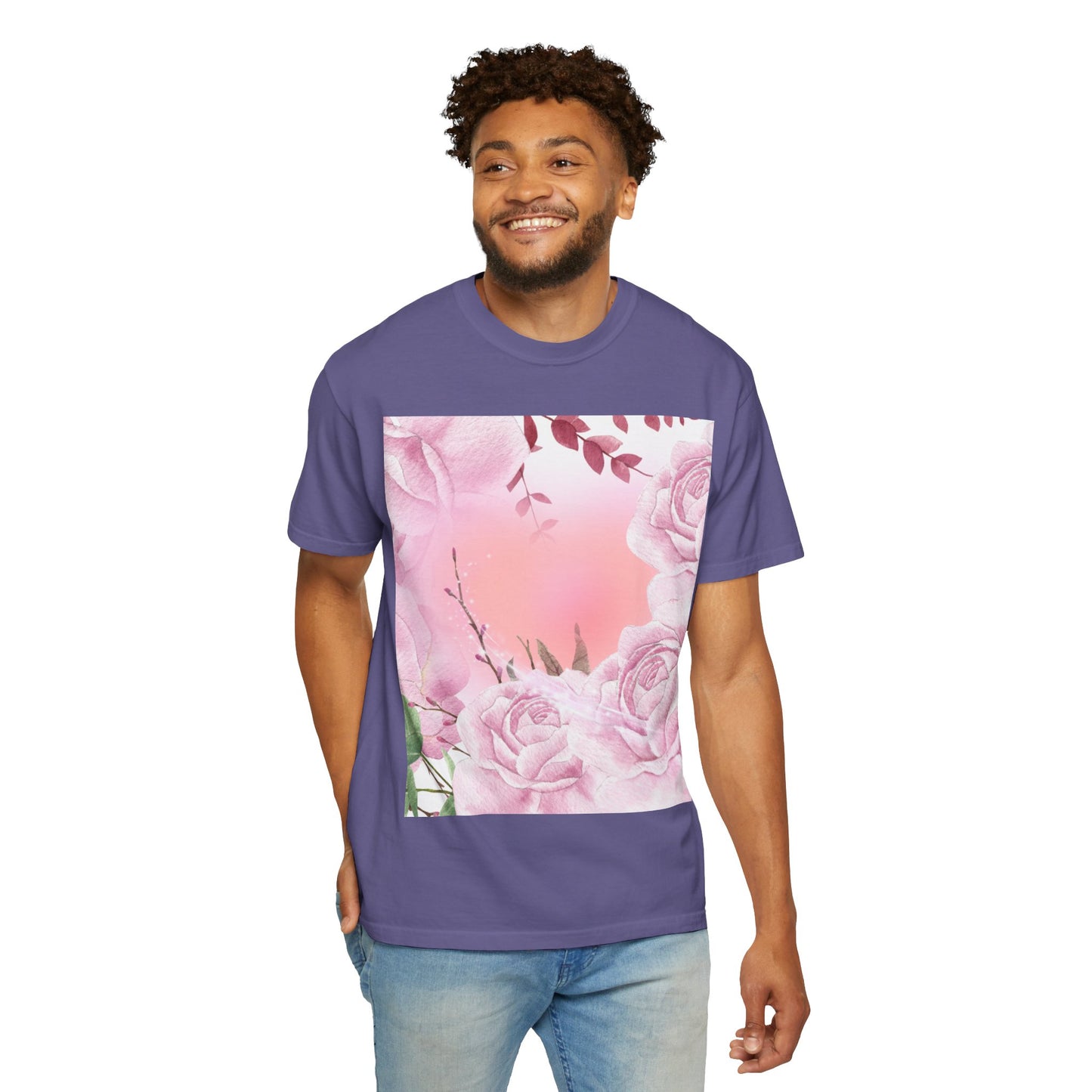 Whimsical Floral Unisex Garment-Dyed T-Shirt