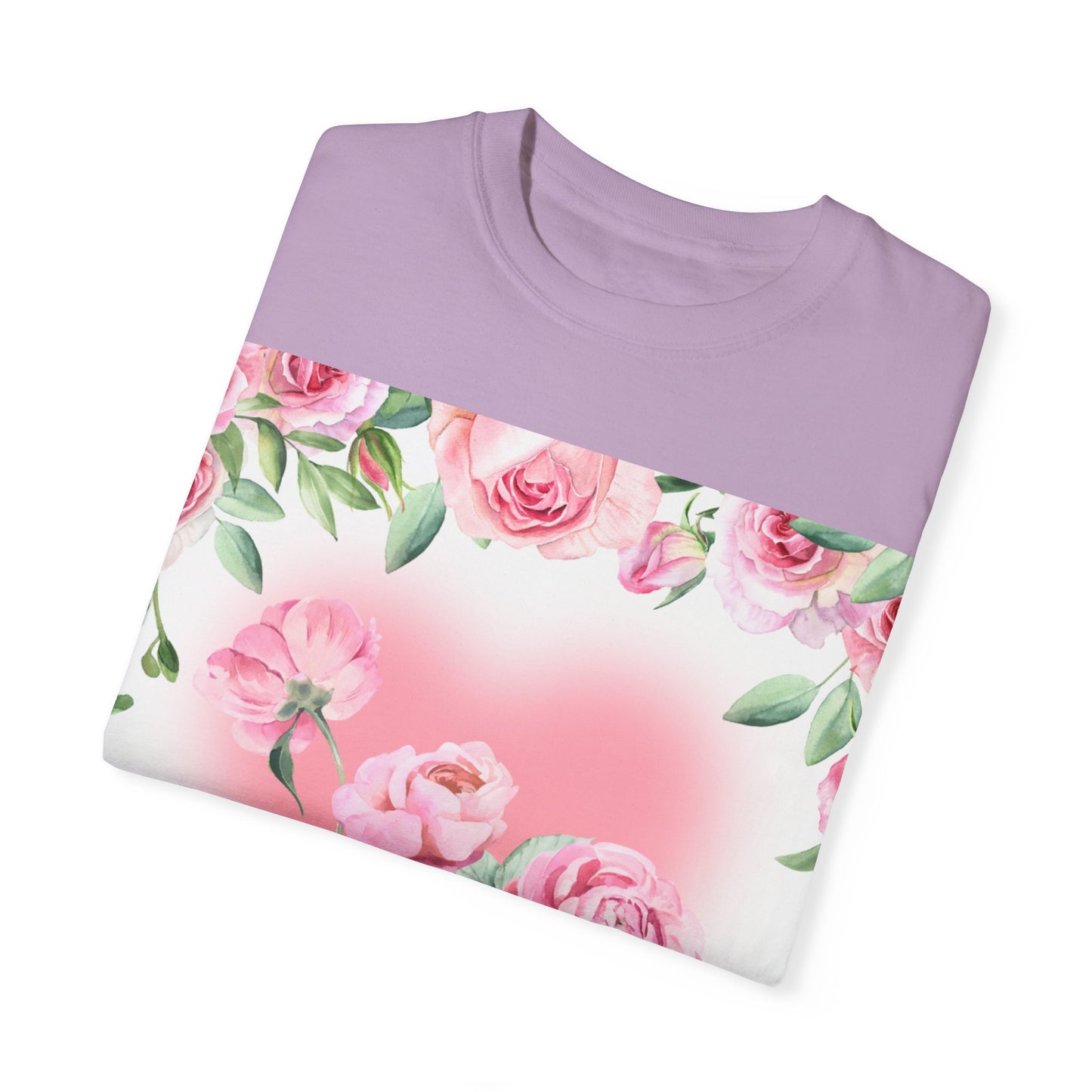 Floral Heart Unisex Garment-Dyed T-shirt for Spring Celebrations