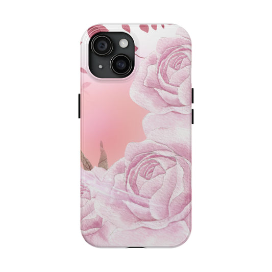 Elegant Floral Tough Phone Cases - Pink Rose Design