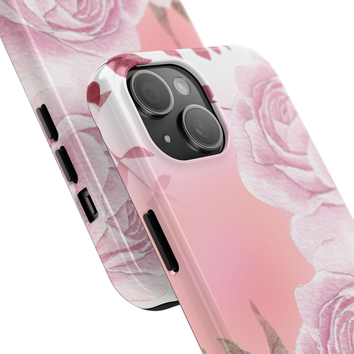 Elegant Floral Tough Phone Cases - Pink Rose Design