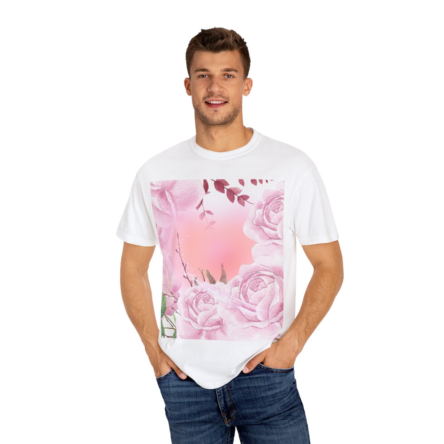 Whimsical Floral Unisex Garment-Dyed T-Shirt