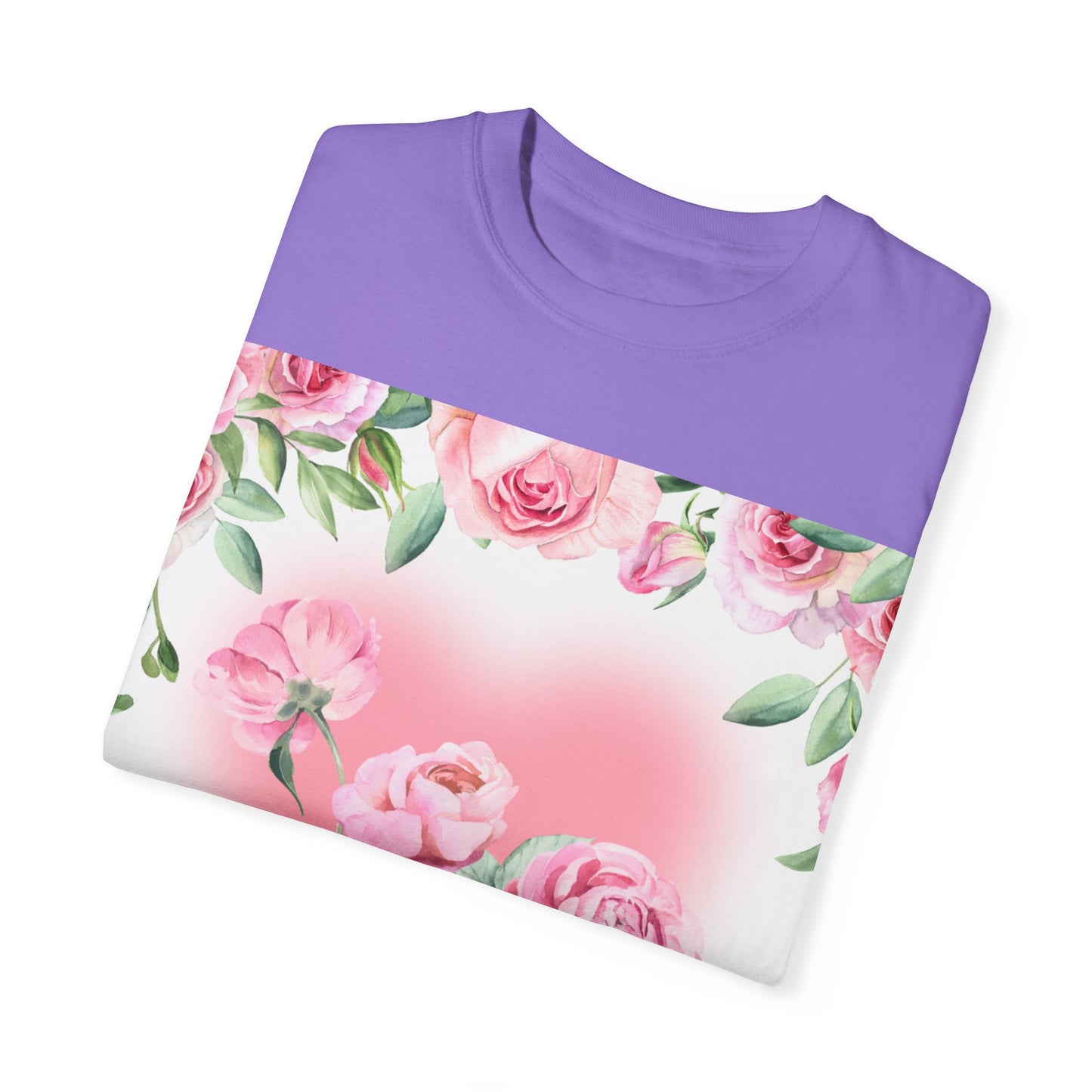 Floral Heart Unisex Garment-Dyed T-shirt for Spring Celebrations