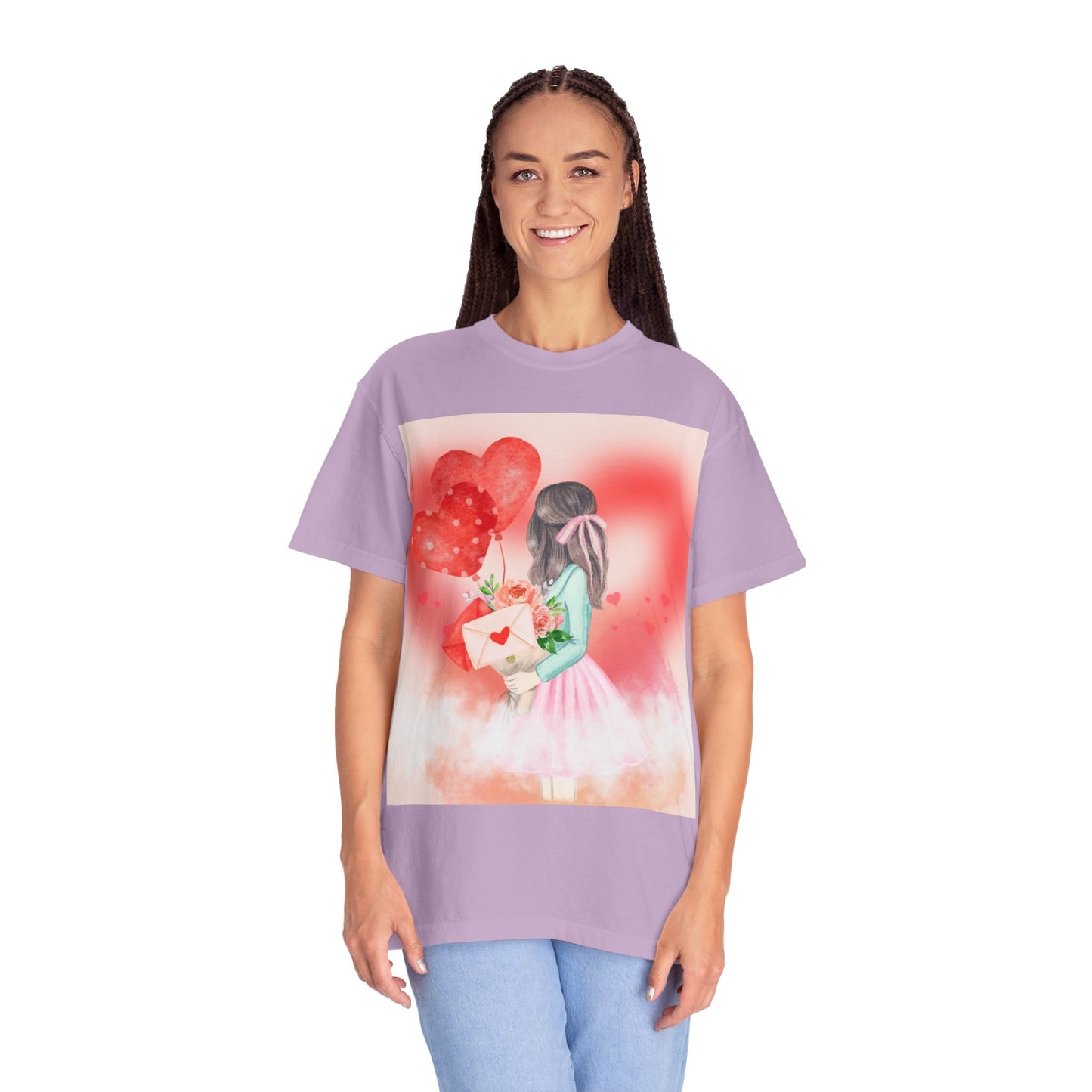 Valentine's Day Unisex Garment-Dyed T-Shirt - Heartfelt Floral Design