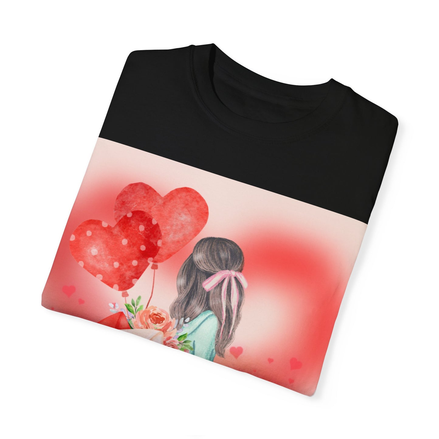 Valentine's Day Unisex Garment-Dyed T-Shirt - Heartfelt Floral Design