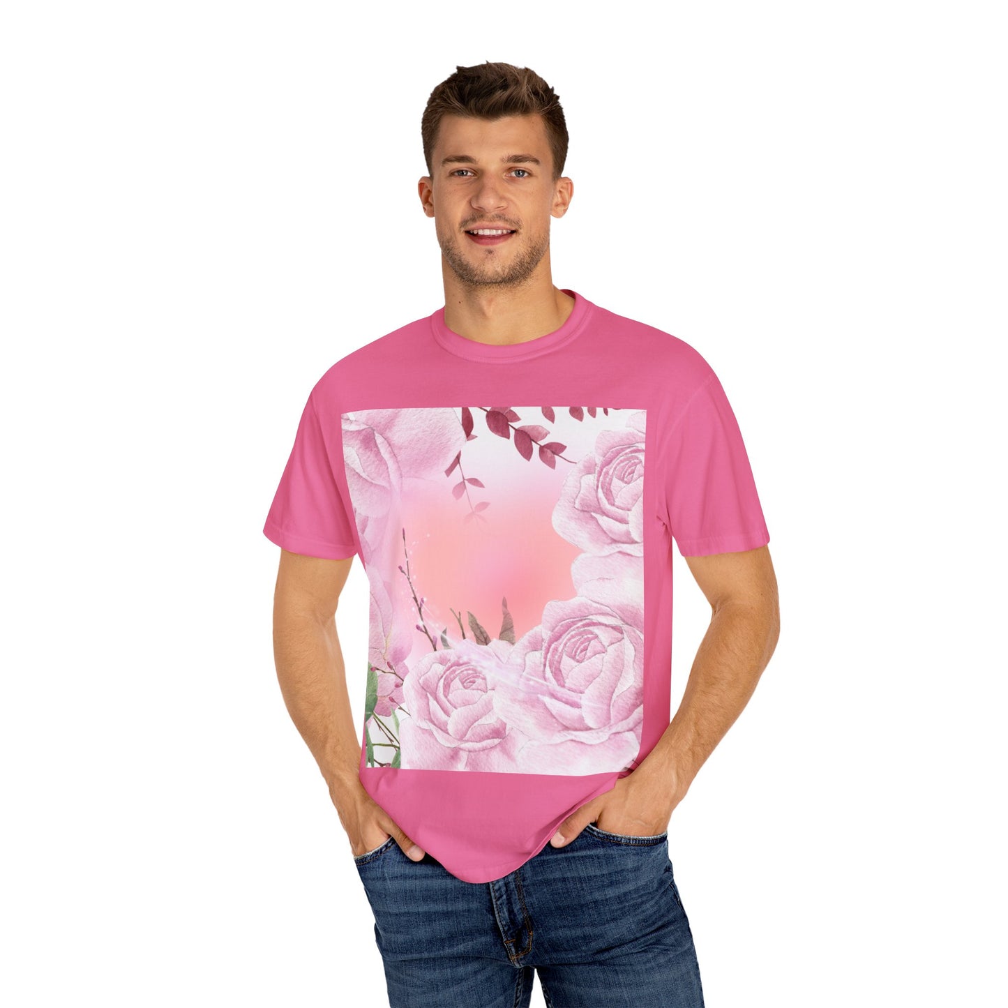 Whimsical Floral Unisex Garment-Dyed T-Shirt