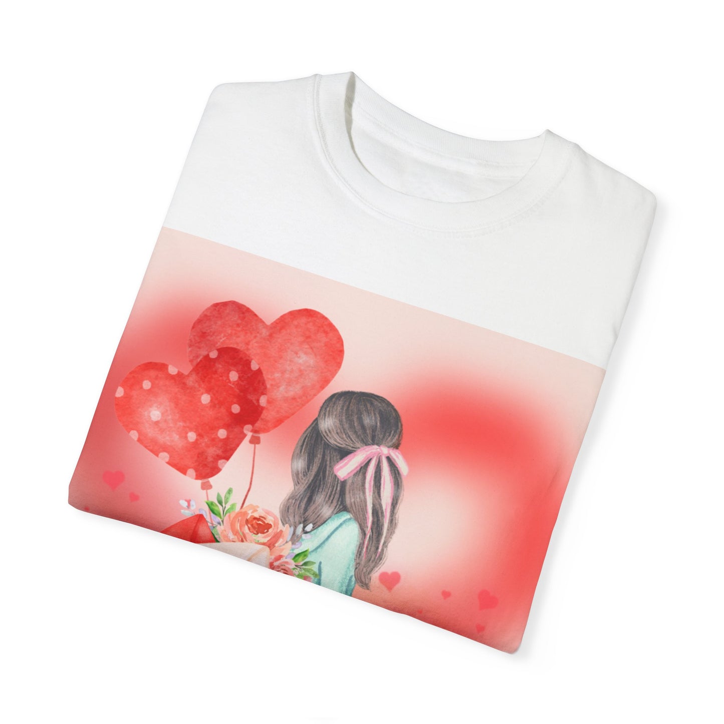 Valentine's Day Unisex Garment-Dyed T-Shirt - Heartfelt Floral Design