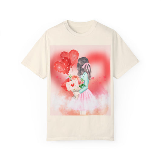 Valentine's Day Unisex Garment-Dyed T-Shirt - Heartfelt Floral Design