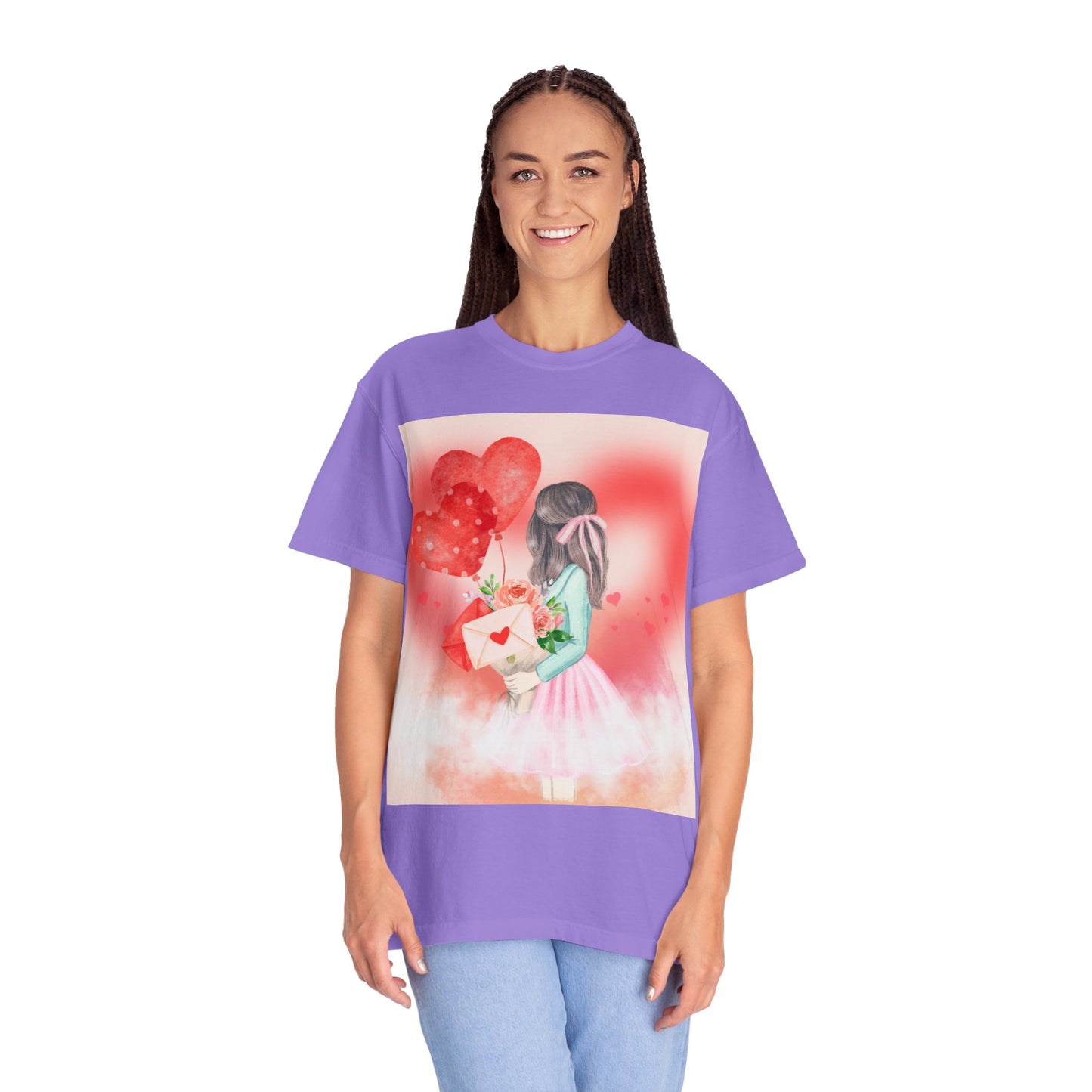 Valentine's Day Unisex Garment-Dyed T-Shirt - Heartfelt Floral Design