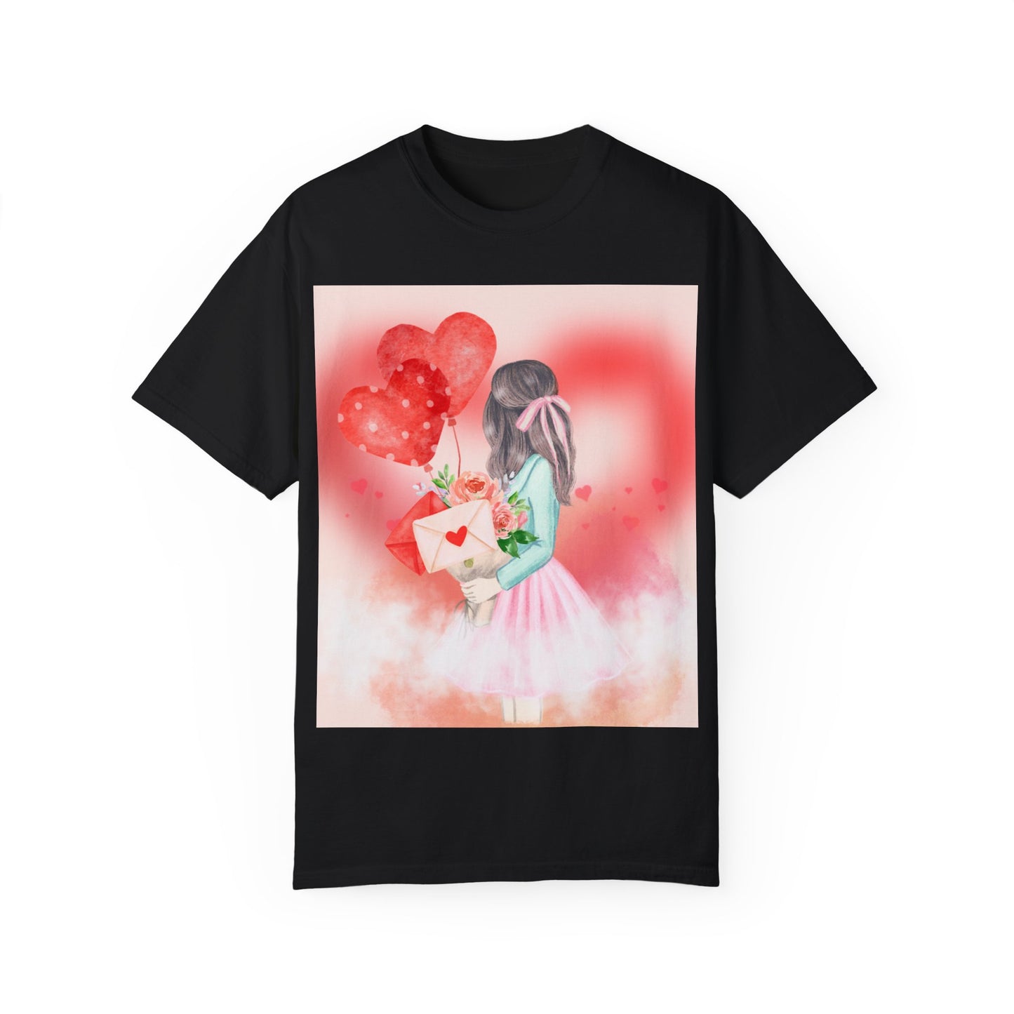 Valentine's Day Unisex Garment-Dyed T-Shirt - Heartfelt Floral Design