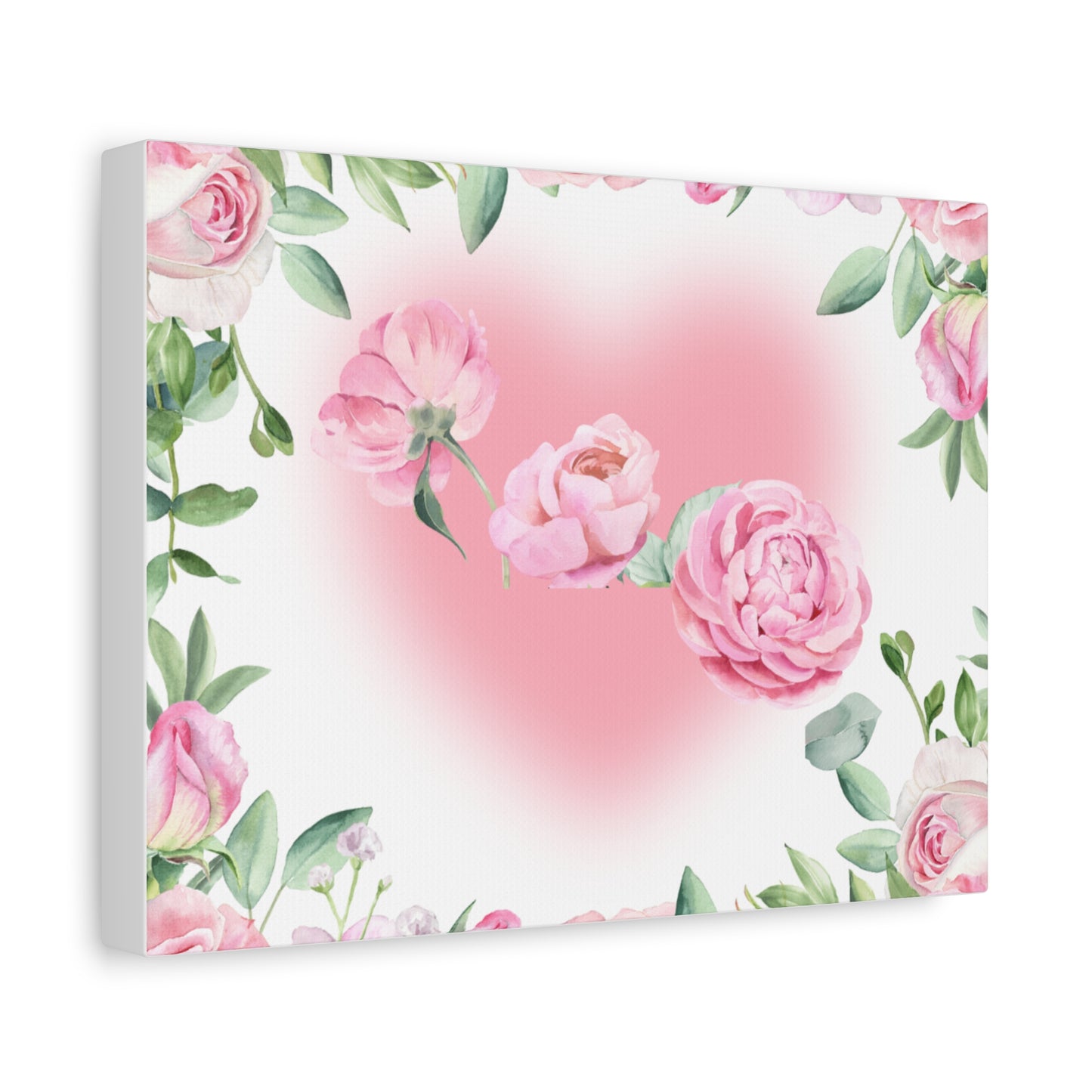 Floral Heart Wall Art Canvas - Elegant Home Decor for Valentine's Day