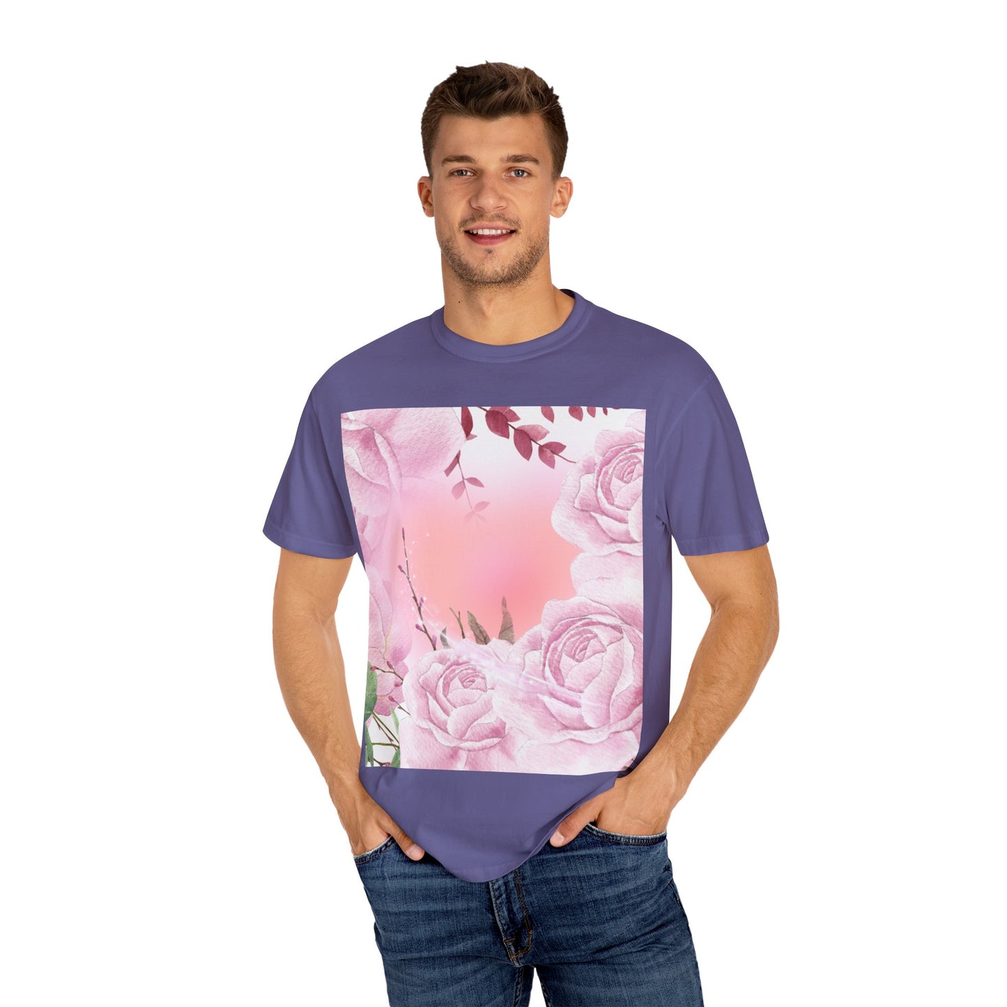 Whimsical Floral Unisex Garment-Dyed T-Shirt