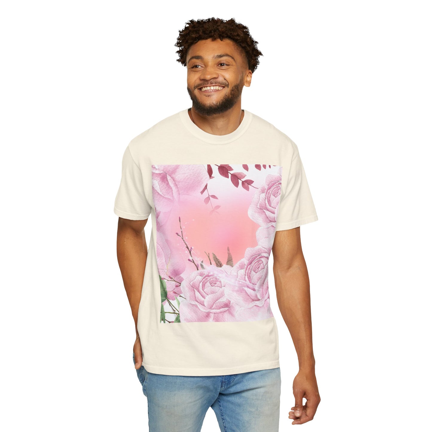 Whimsical Floral Unisex Garment-Dyed T-Shirt