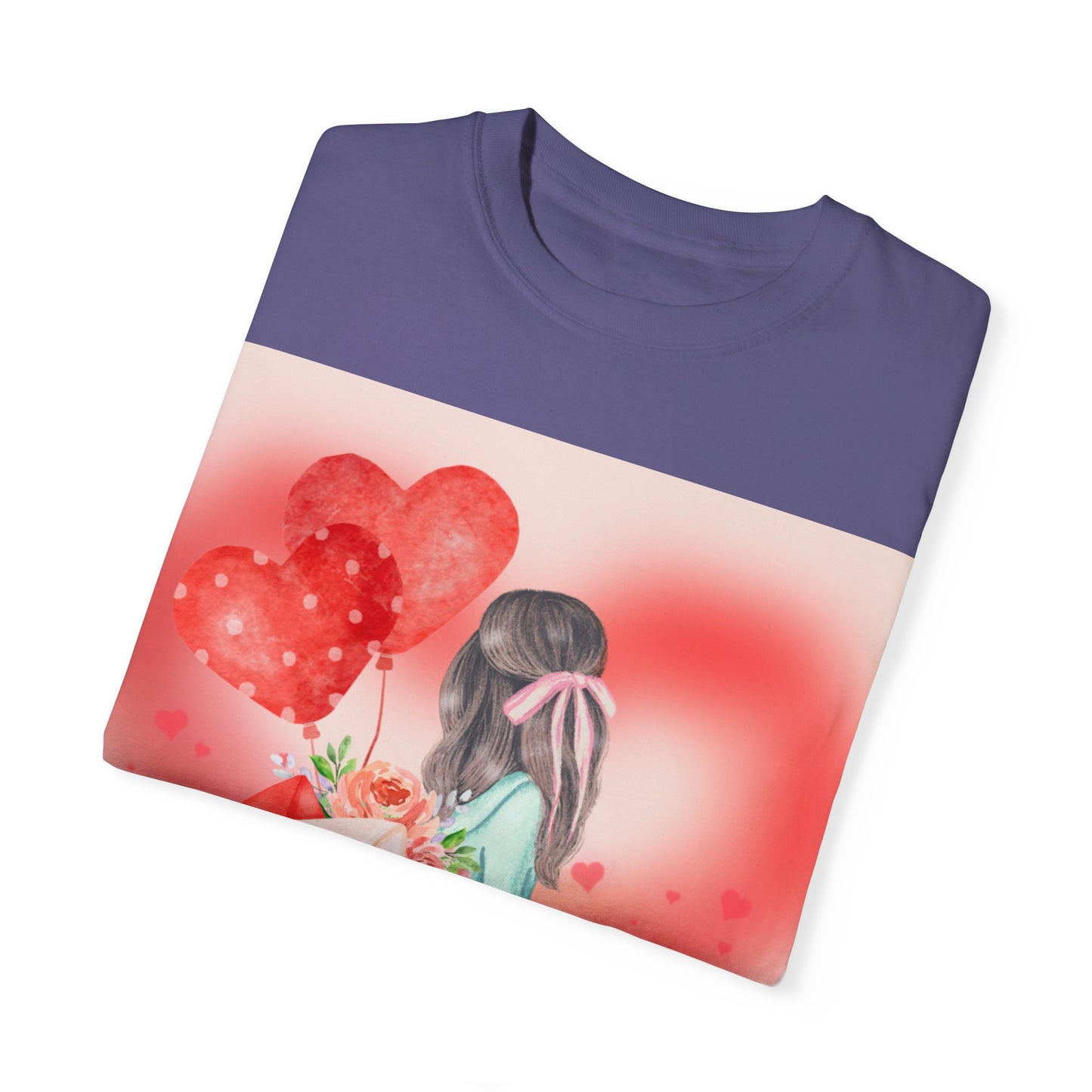 Valentine's Day Unisex Garment-Dyed T-Shirt - Heartfelt Floral Design