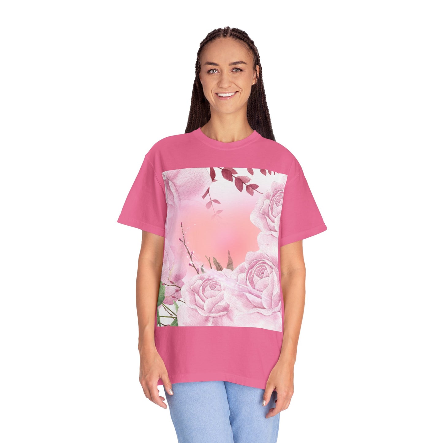 Whimsical Floral Unisex Garment-Dyed T-Shirt