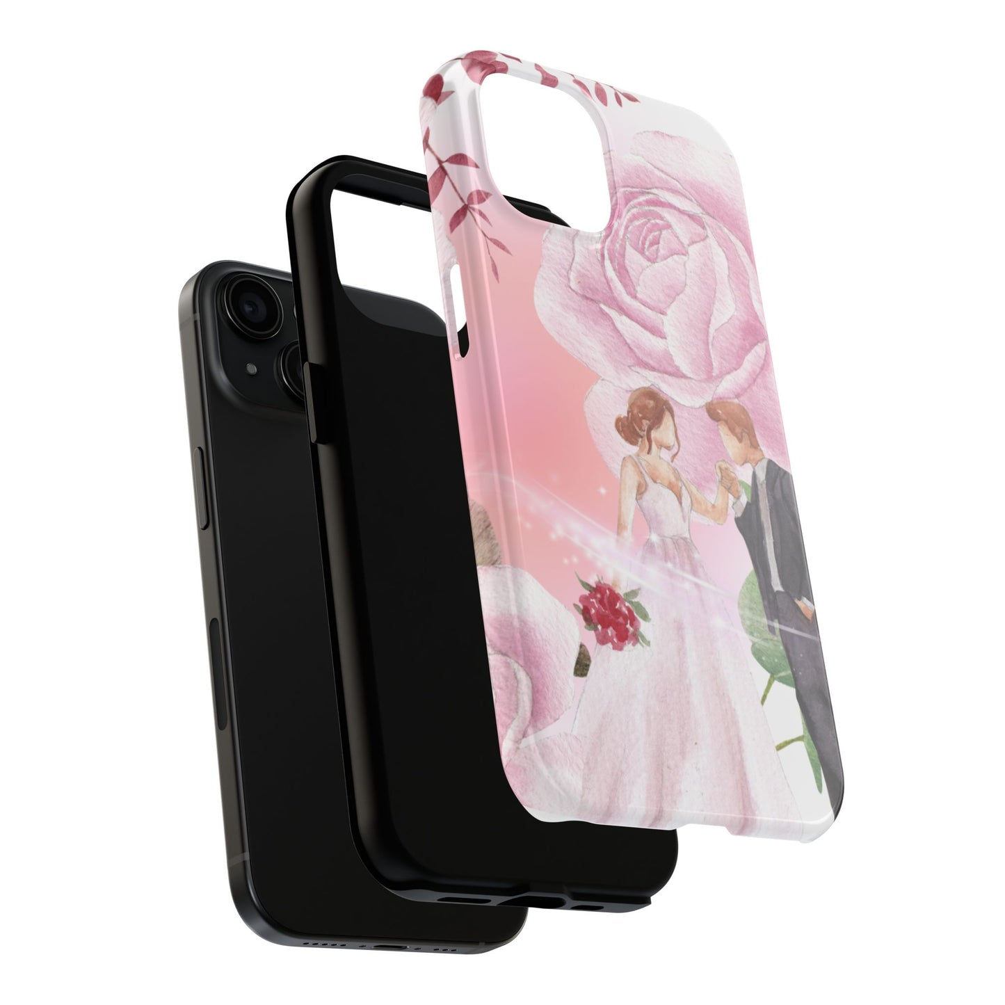 Elegant Floral Wedding Phone Case - Stylish Tough Protection for Brides & Newlyweds