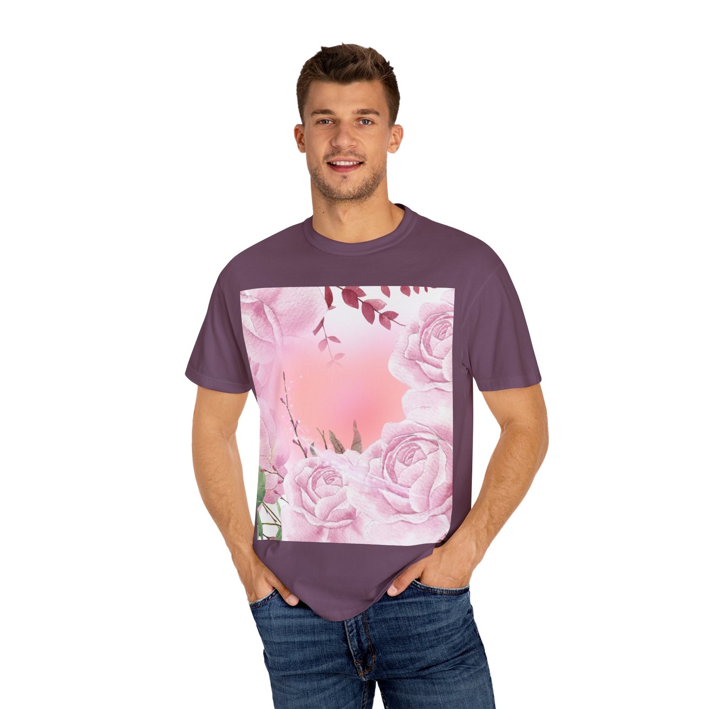 Whimsical Floral Unisex Garment-Dyed T-Shirt