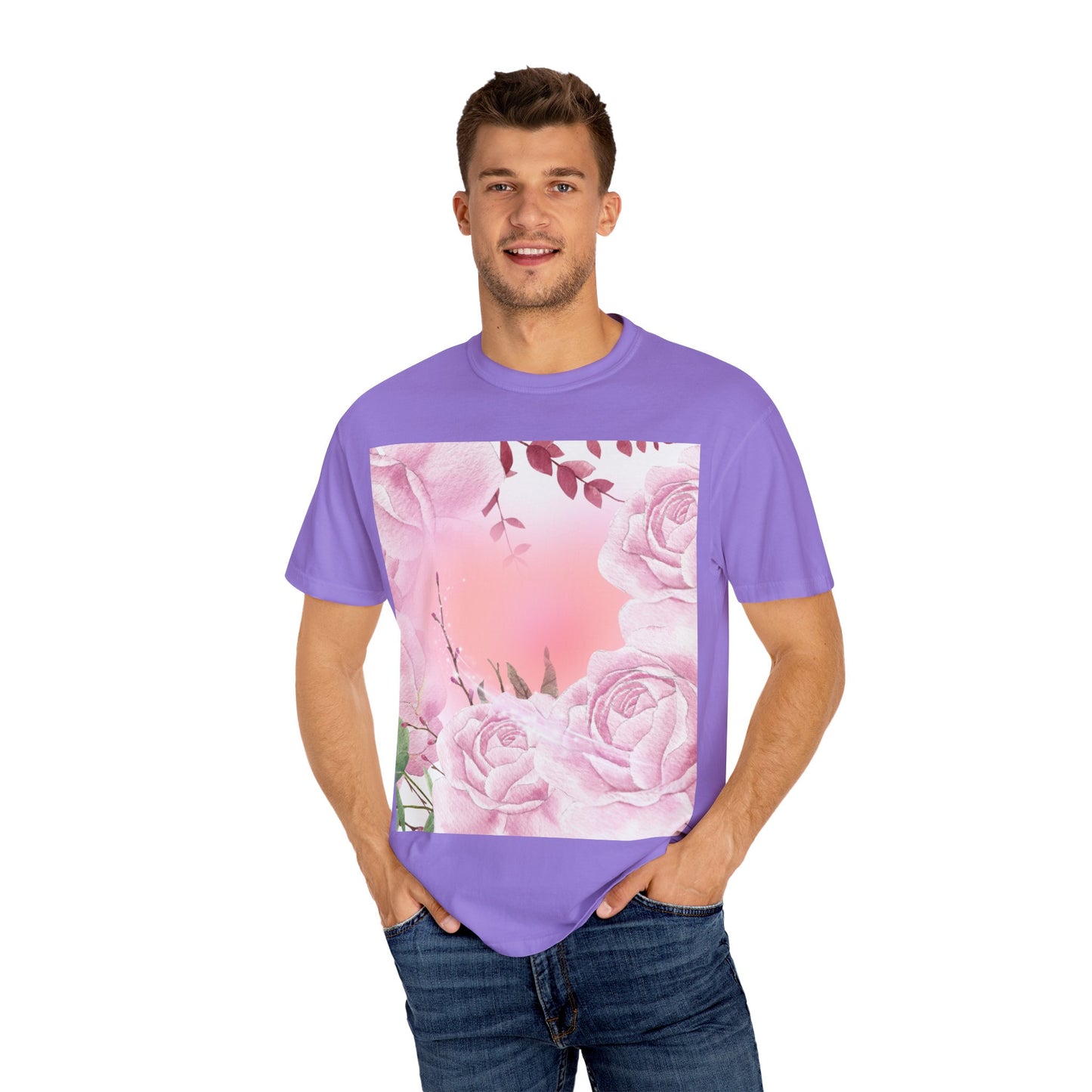 Whimsical Floral Unisex Garment-Dyed T-Shirt