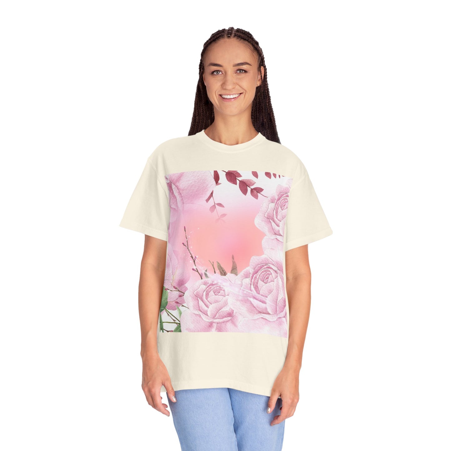 Whimsical Floral Unisex Garment-Dyed T-Shirt