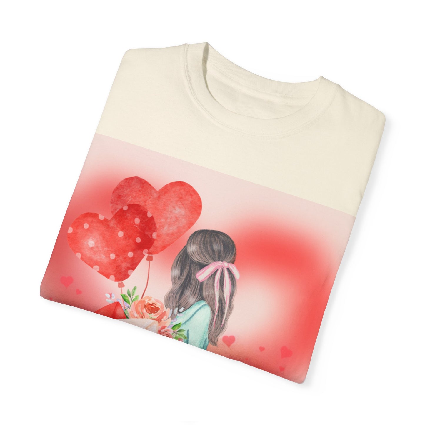 Valentine's Day Unisex Garment-Dyed T-Shirt - Heartfelt Floral Design