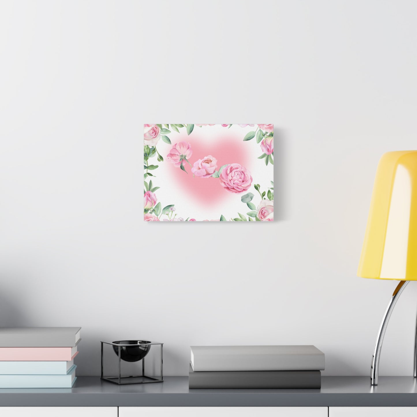 Floral Heart Wall Art Canvas - Elegant Home Decor for Valentine's Day