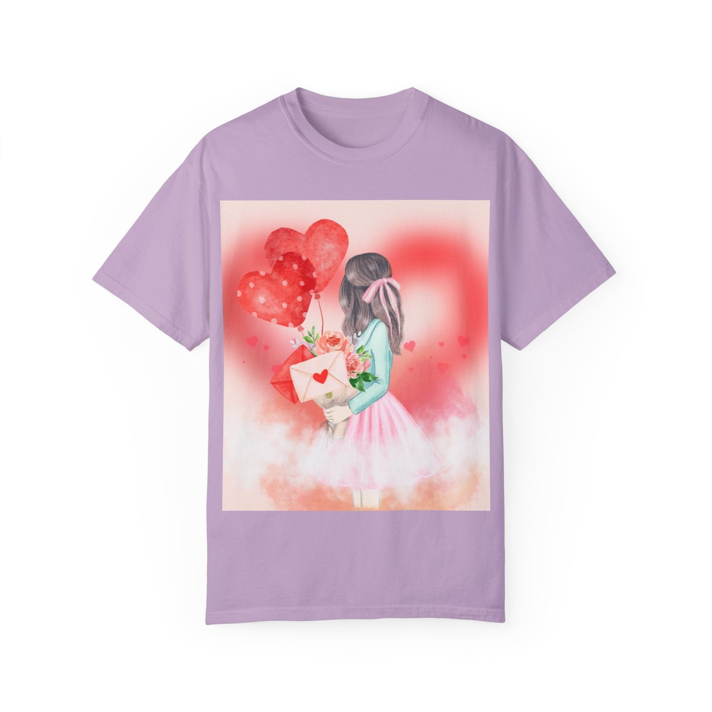 Valentine's Day Unisex Garment-Dyed T-Shirt - Heartfelt Floral Design