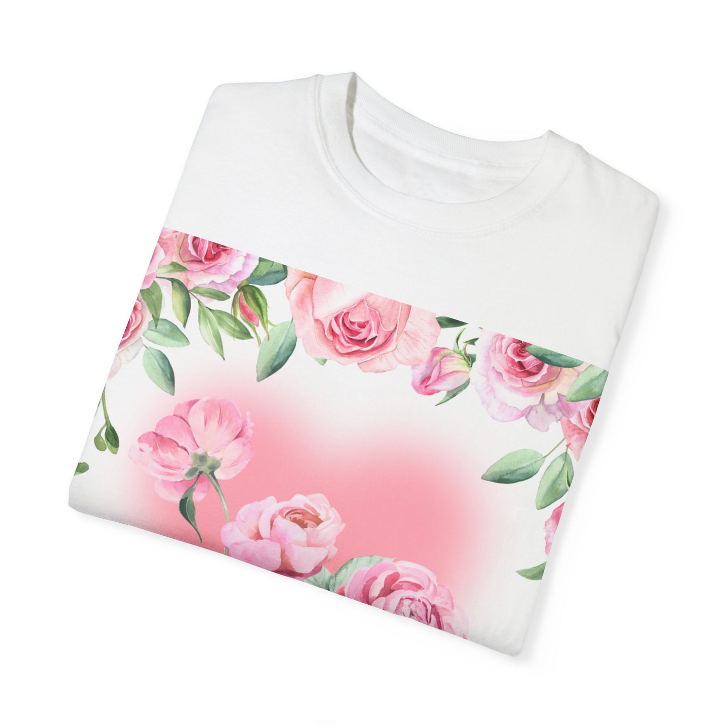 Floral Heart Unisex Garment-Dyed T-shirt for Spring Celebrations