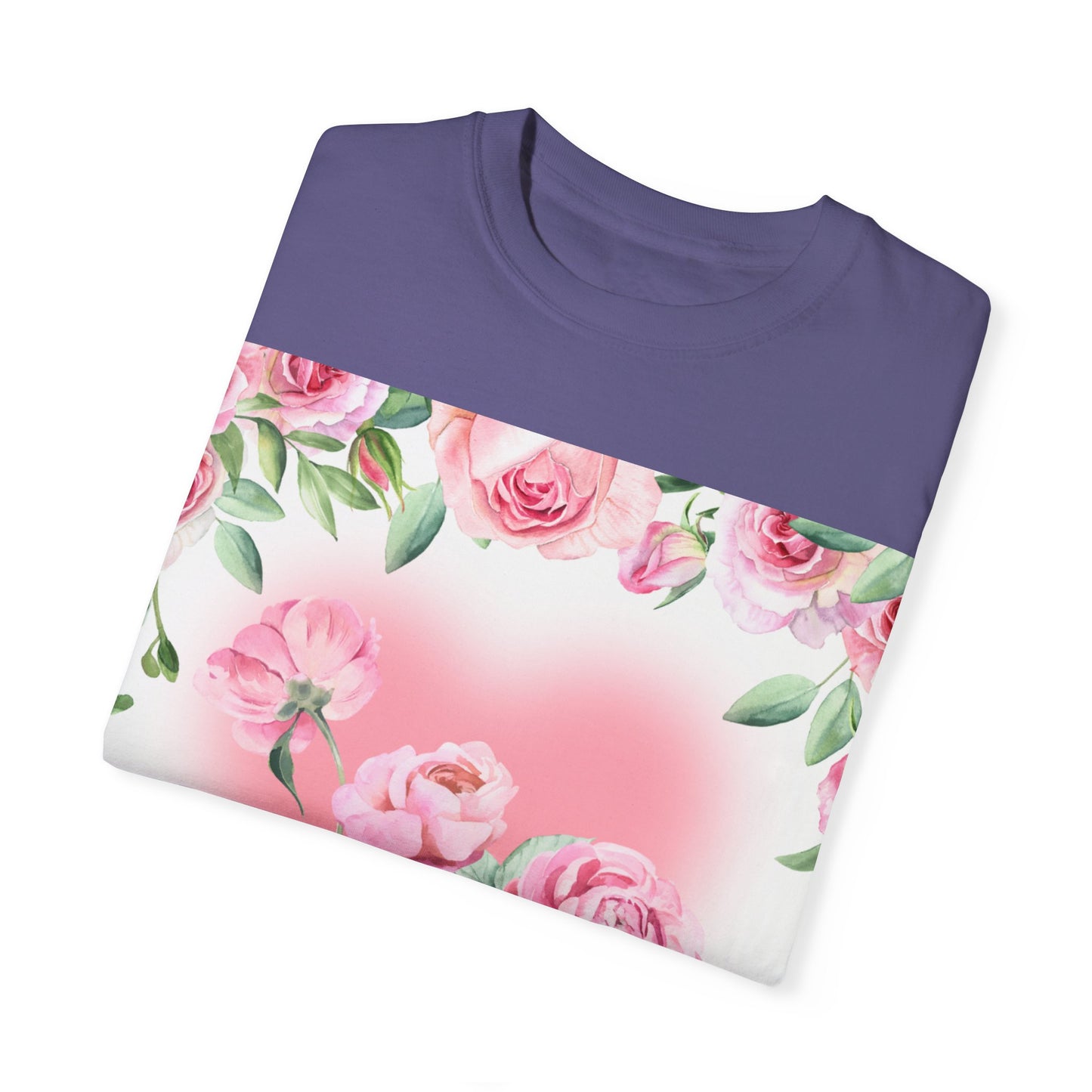 Floral Heart Unisex Garment-Dyed T-shirt for Spring Celebrations