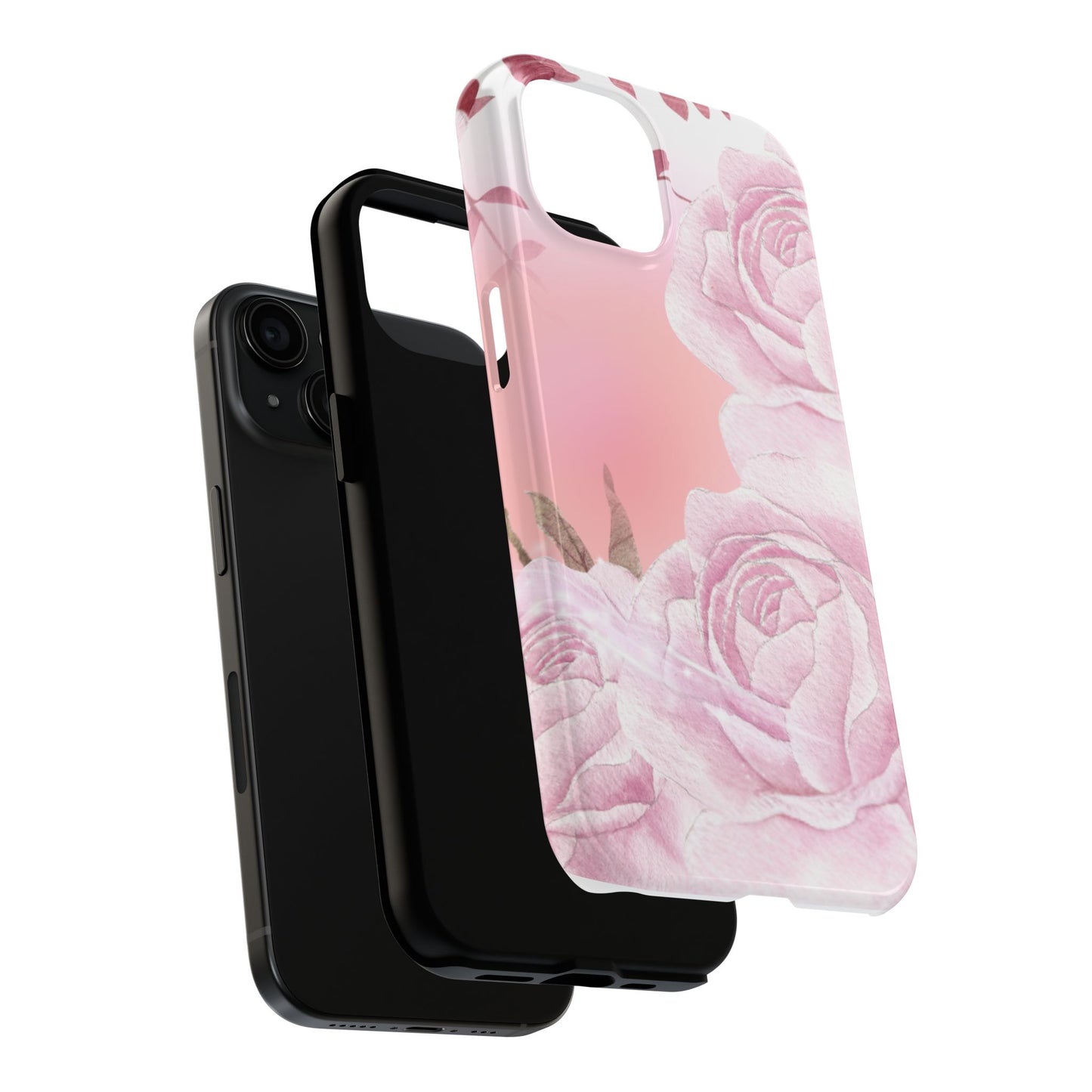 Elegant Floral Tough Phone Cases - Pink Rose Design