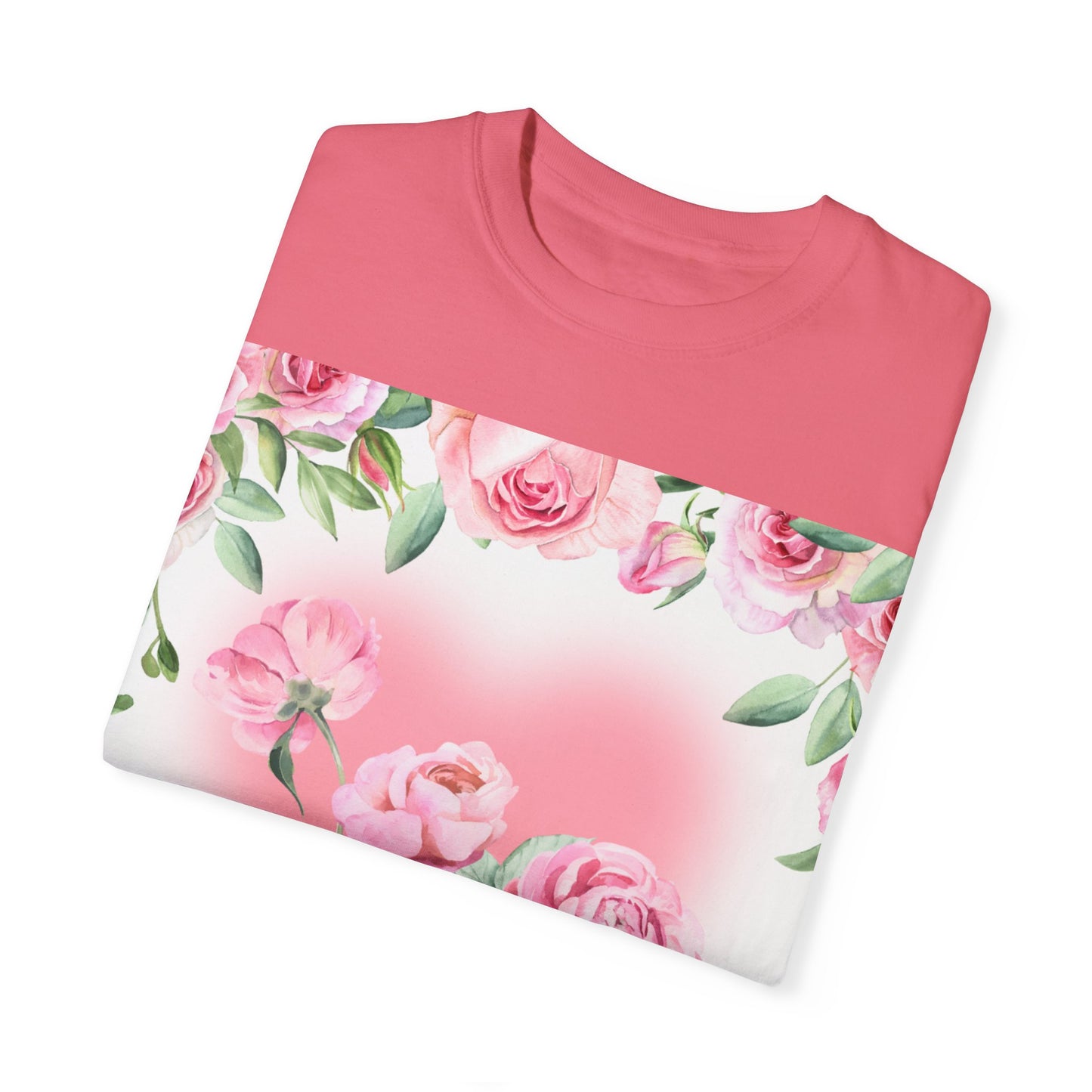 Floral Heart Unisex Garment-Dyed T-shirt for Spring Celebrations