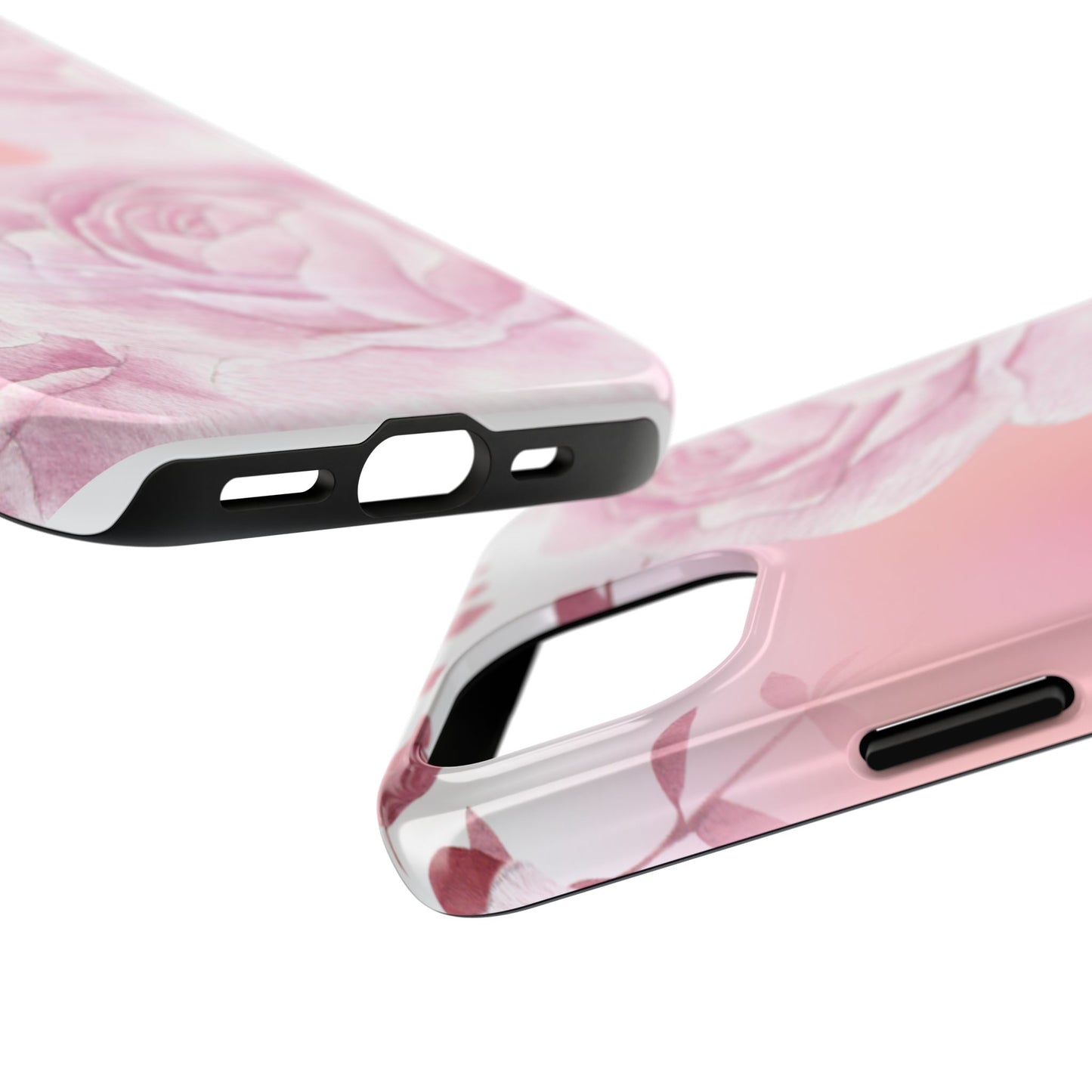 Elegant Floral Tough Phone Cases - Pink Rose Design