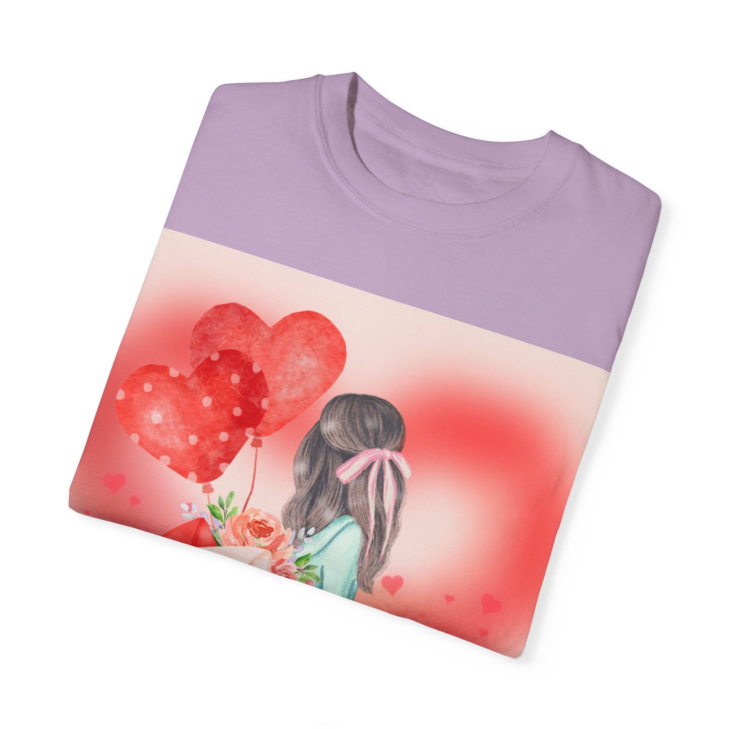 Valentine's Day Unisex Garment-Dyed T-Shirt - Heartfelt Floral Design