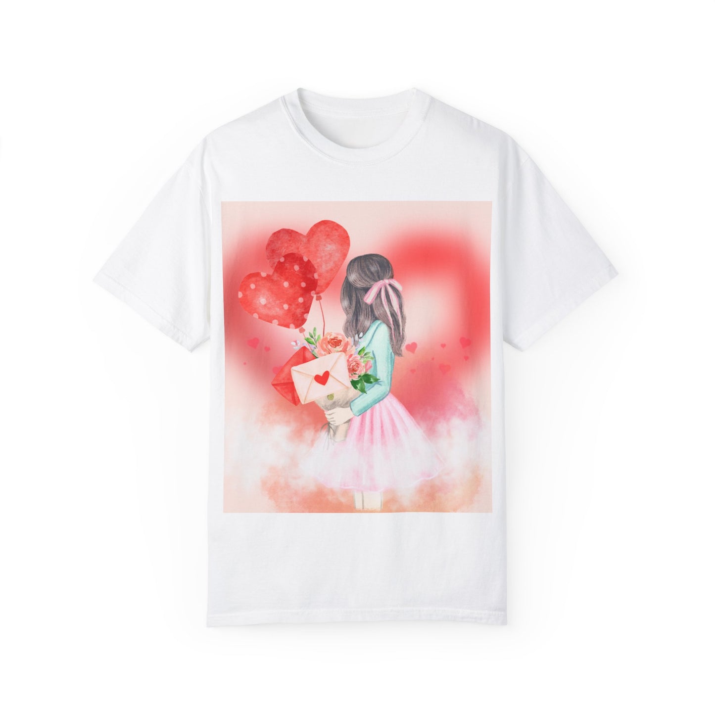 Valentine's Day Unisex Garment-Dyed T-Shirt - Heartfelt Floral Design