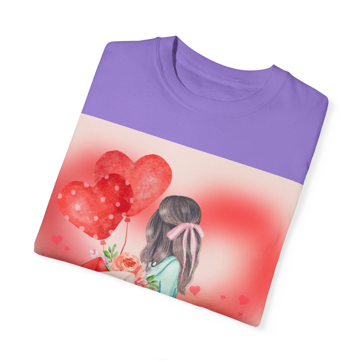 Valentine's Day Unisex Garment-Dyed T-Shirt - Heartfelt Floral Design